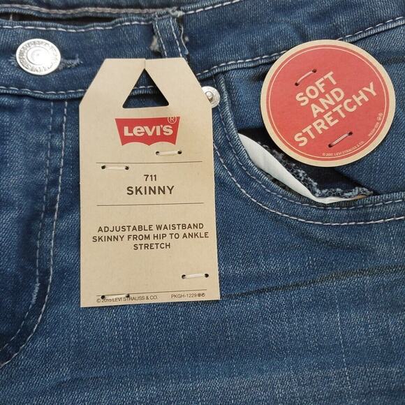 Levi's‎ 711 Skinny NWT Girls Stretch Denim Blue Jeans Youth Size 16 Reg • NEW - Picture 2 of 5